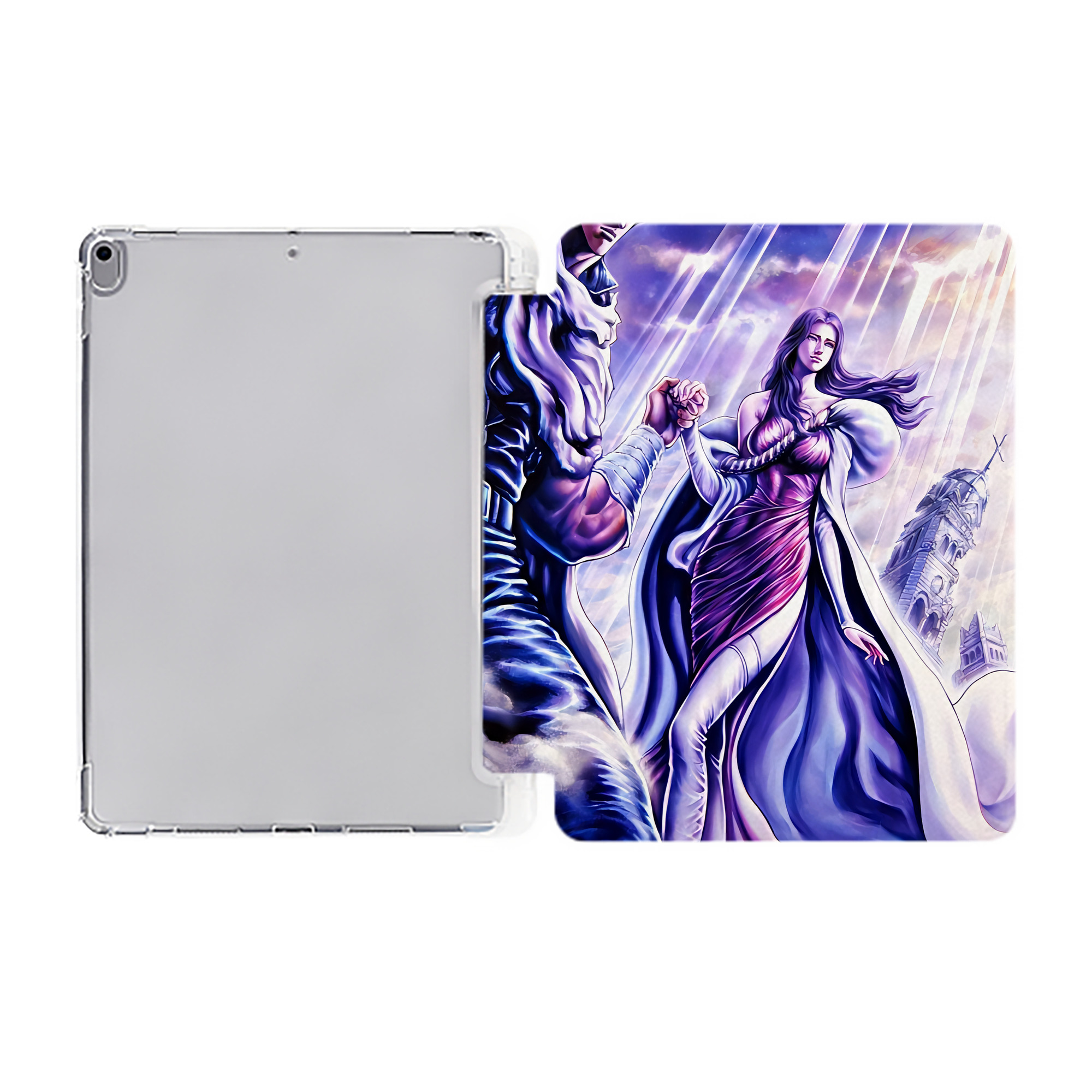 （画像用） 北斗の拳 Fist of the North Star IPad ケース ペン収納付き 三つ折りスタンド PUレザー×シリコン 対応機種9.5/10.5/10.9インチ